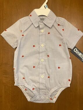 OshKosh Light Blue Watermelon Button-down Bodysuit